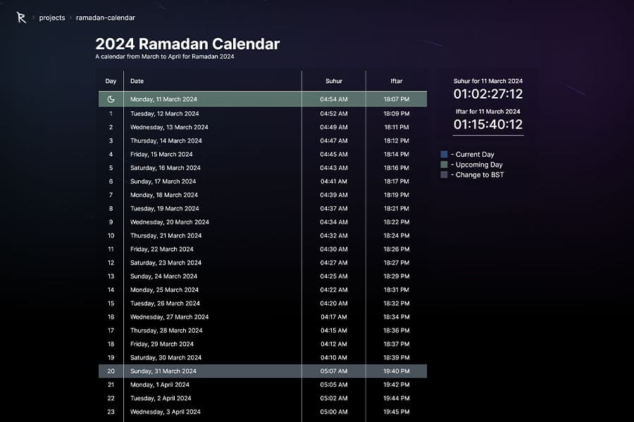 Ramadan Calendar